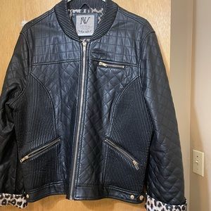 Black faux leather jacket…excellent casual jkt…roll up the sleeves!!